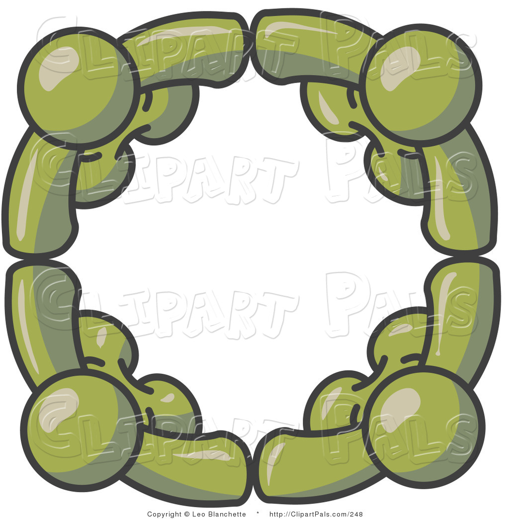 Preview  Pal Clipart Of Four Dark Green People Standing In A Circle