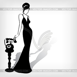 Retro Woman Silhouette   Vector Clipart