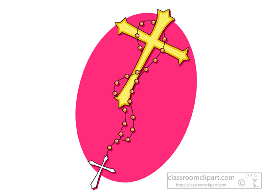 Rosary Beads Gold Cross Color Background   Classroom Clipart
