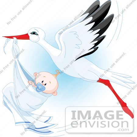 Royalty Free Clip Art Picture Of A Beautiful Stork Delivery A Baby Boy