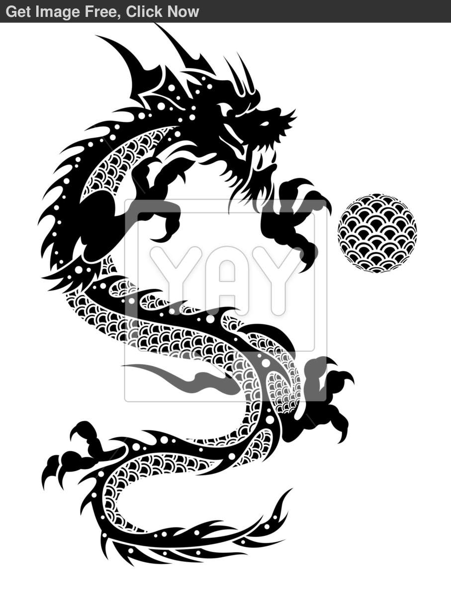 Royalty Free Image Of 2012 Flying Chinese Dragon With Ball Clipart