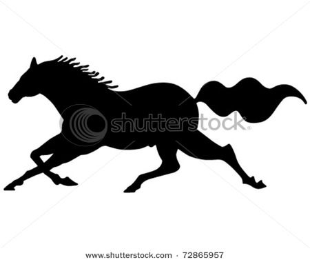 Running Horse Silhouette   Retro Clipart Illustration   72865957