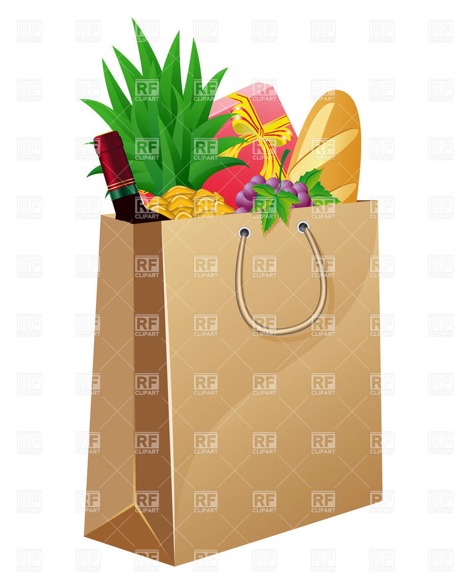 Shopping Bag With Foods Download Royalty Free Vector Clipart  Eps