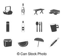 Silhouette Picnic And Holiday Icons Stock Illustrations