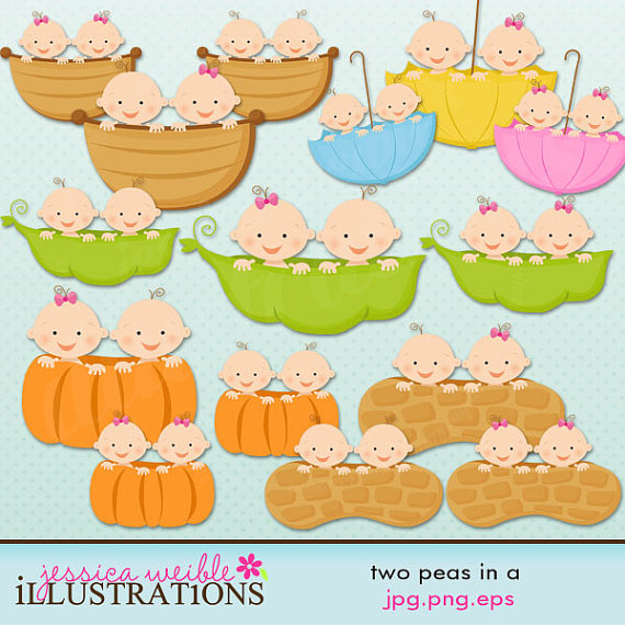 Two Peas In A Cute Digital Clipart For Card Design Scrapbooking And