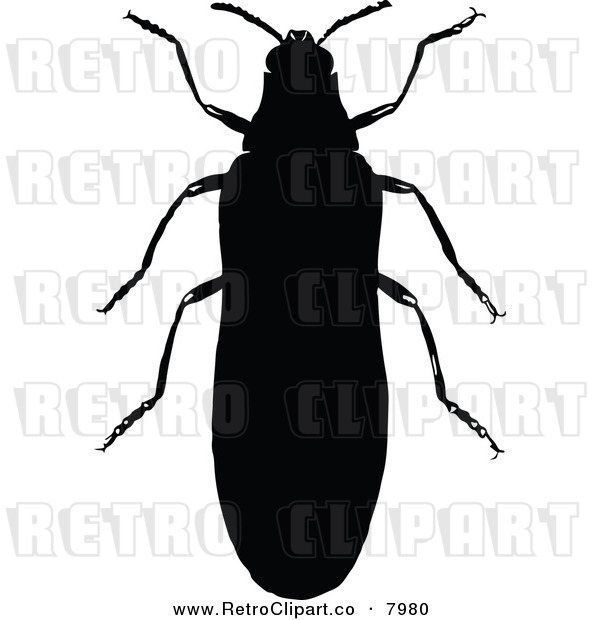 Vector Clipart Of A Retro Black And White Beetle Silhouette By Prawny