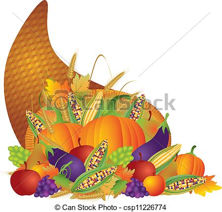 Vector   Thanksgiving Day Fall Harvest Cornucopia Illustration   Stock