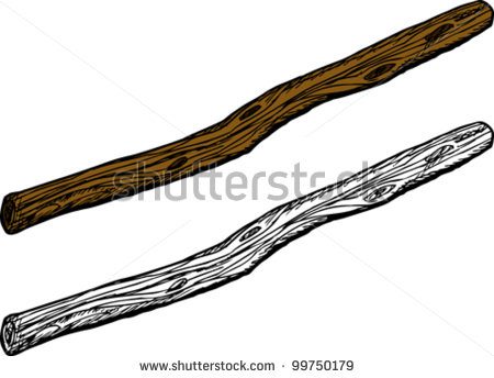 Wooden Branch Stick Isolated Old Wooden Stick Over