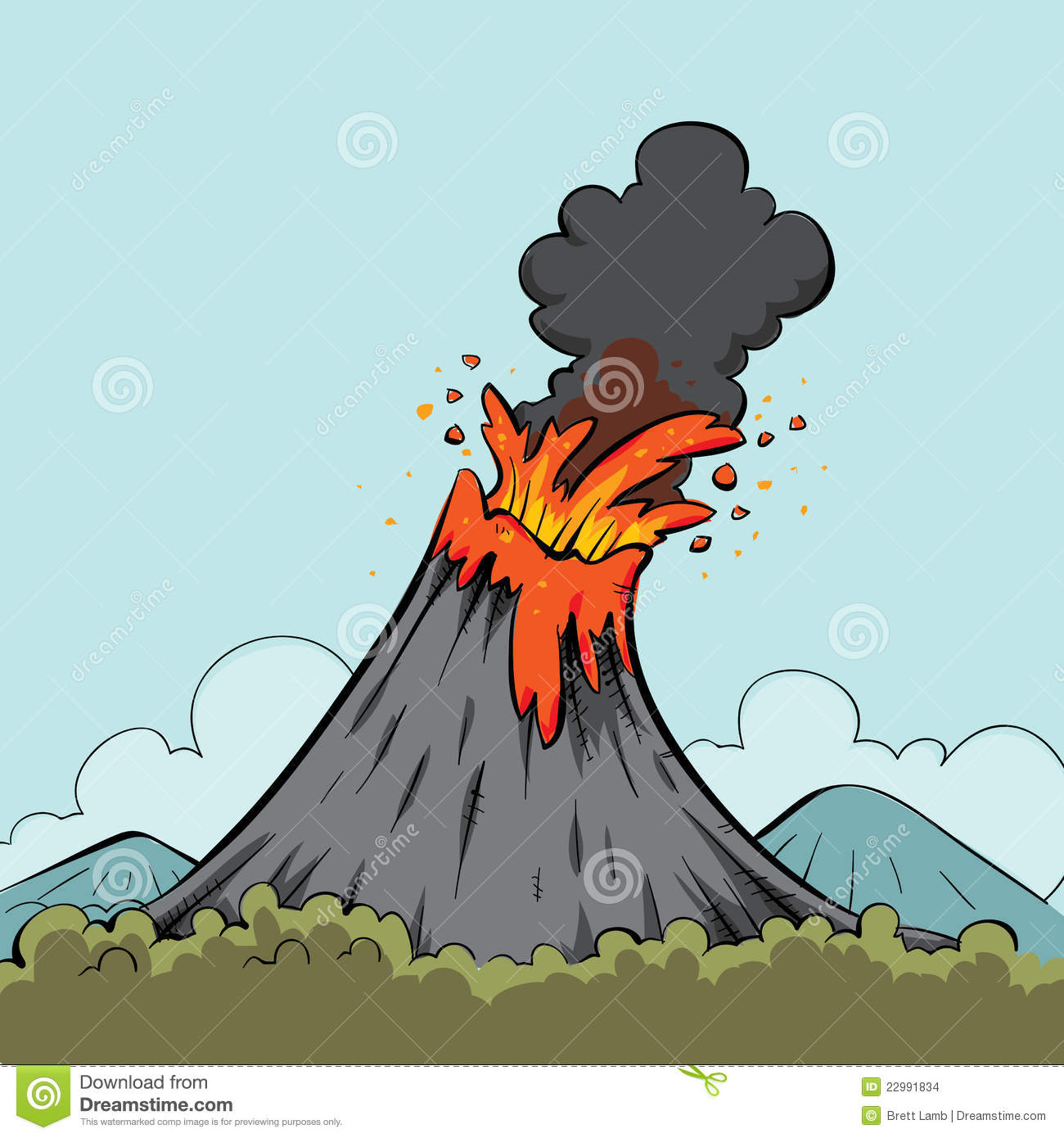 Animated Volcano Clipart Erupting Volcano
