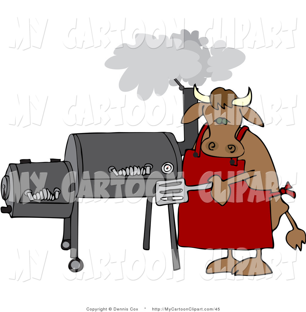 Clip Art Of A Brown Bull Cooking On A Bbq Smoker By Djart    45