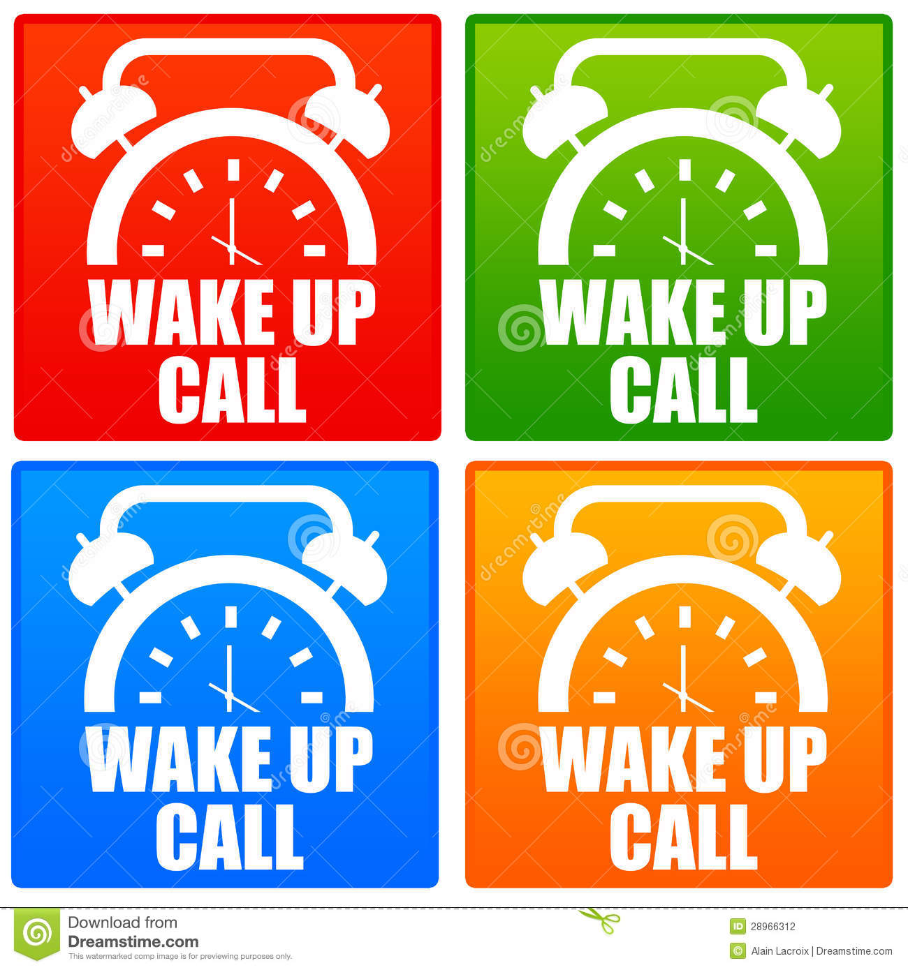 Colorful Icons For A Wake Up Call In The Morning Or In Life And