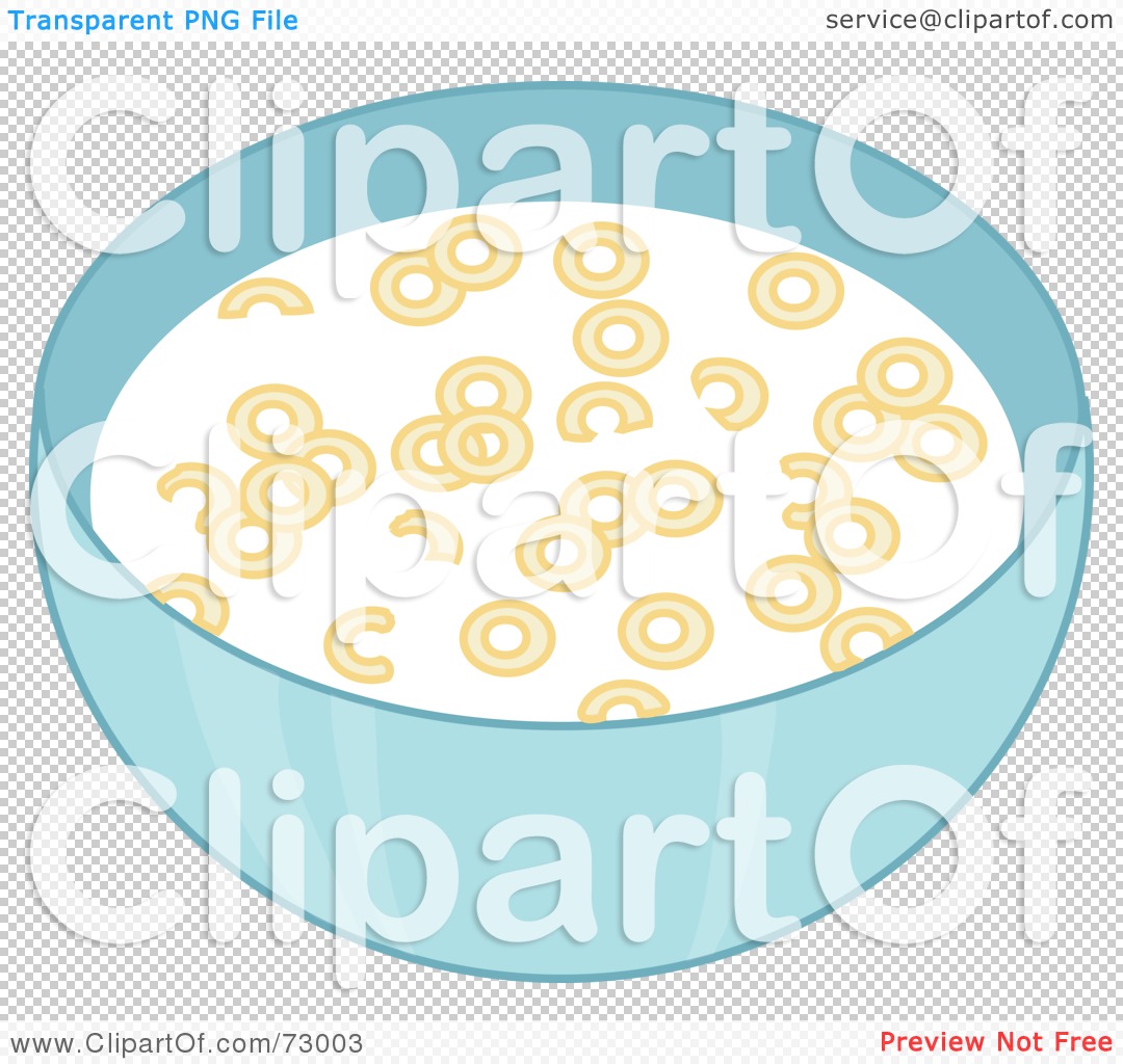 Free  Rf  Clipart Illustration Of A Blue Bowl Of Cereal Rings Floating