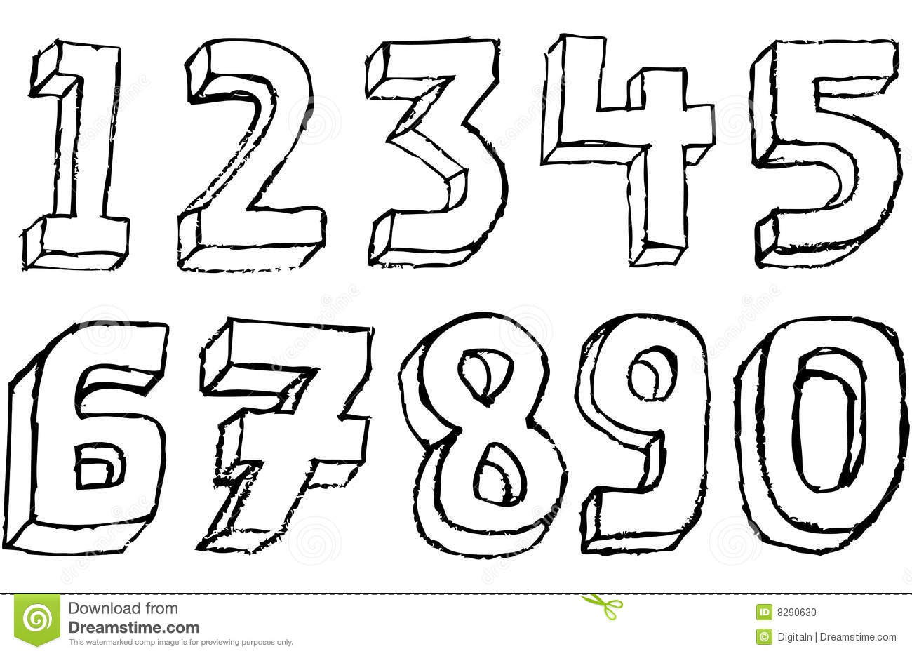 Grunge 3d Numbers In Black And White Stock Photo   Image  8290630