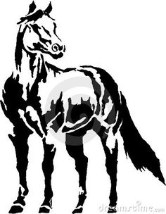Horse Clip Art Illustration Quarter Horse In Black And White More Art