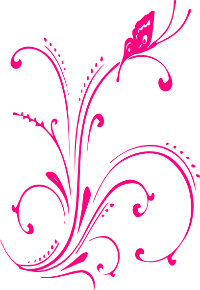 Pink Butterfly Scroll Clip Art At Clker Com   Vector Clip Art Online