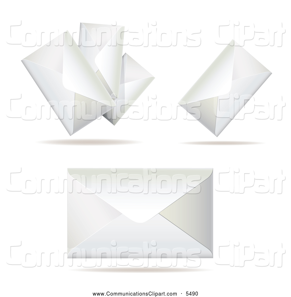 Preview  Communication Clipart Of Floating White Envelopes By Merlinul