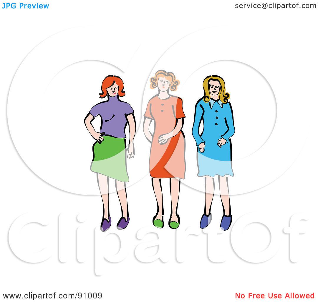 Royalty Free  Rf  Clipart Illustration Of Three Sassy Girlfriends By