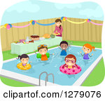 Stick Children Swimming At A Birthday Pool Party By Bnp Design Studio