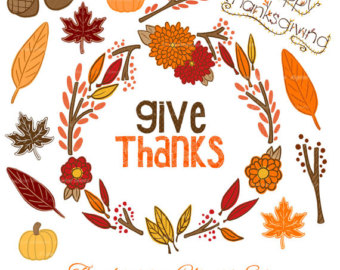 Thanksgiving Clipart Set  Instant Download Autumn Fall Leaves    