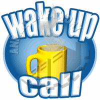 Wake Up Call And Coffee Cup Animated Clipart