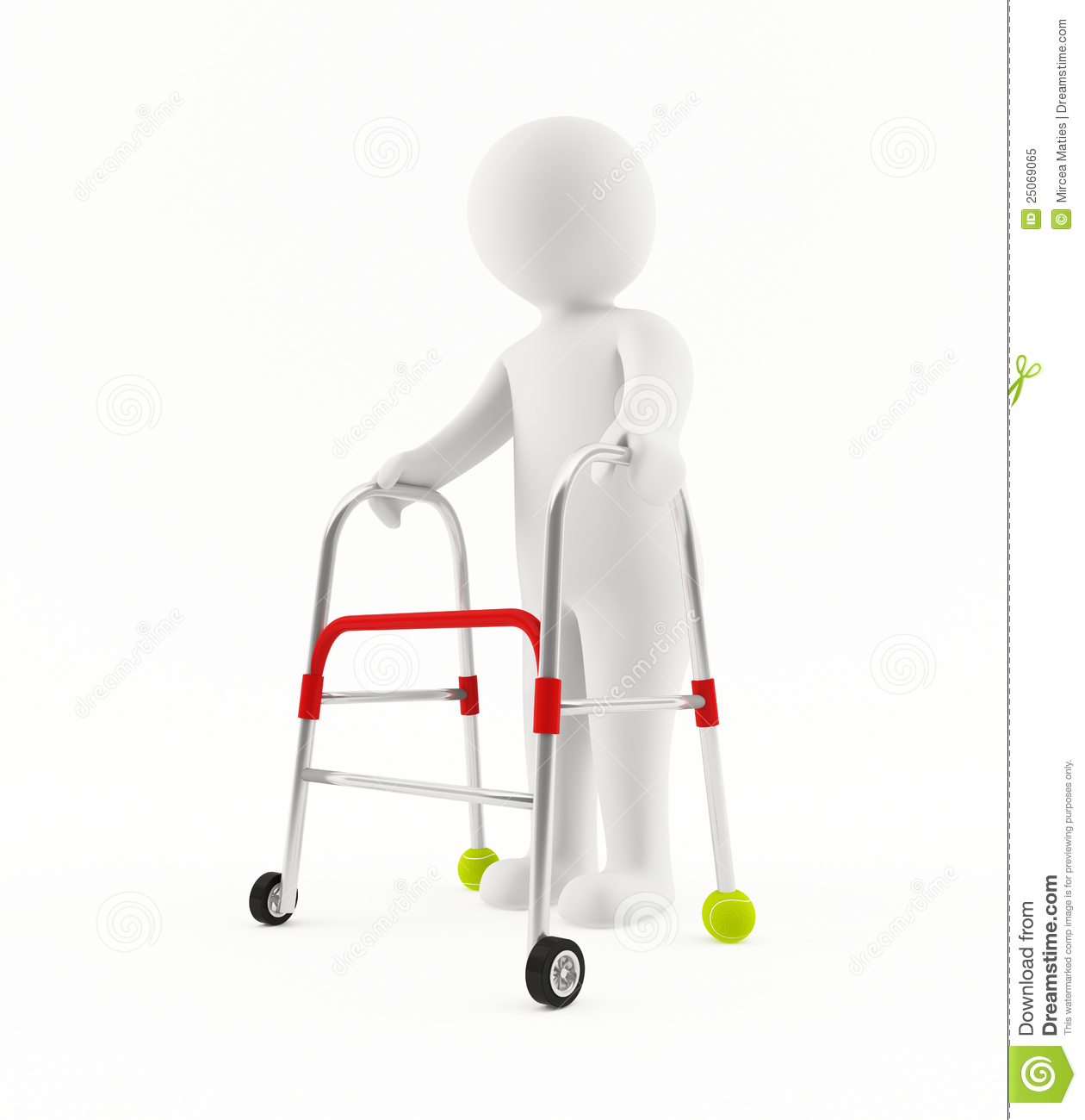 3d Old Man With Walker Royalty Free Stock Photo   Image  25069065