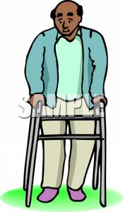 An Ethnic Man Walking With A Walker   Royalty Free Clipart Picture