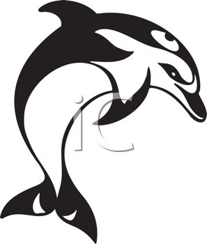 Black And White Dolphin Design   Royalty Free Clip Art Illustration