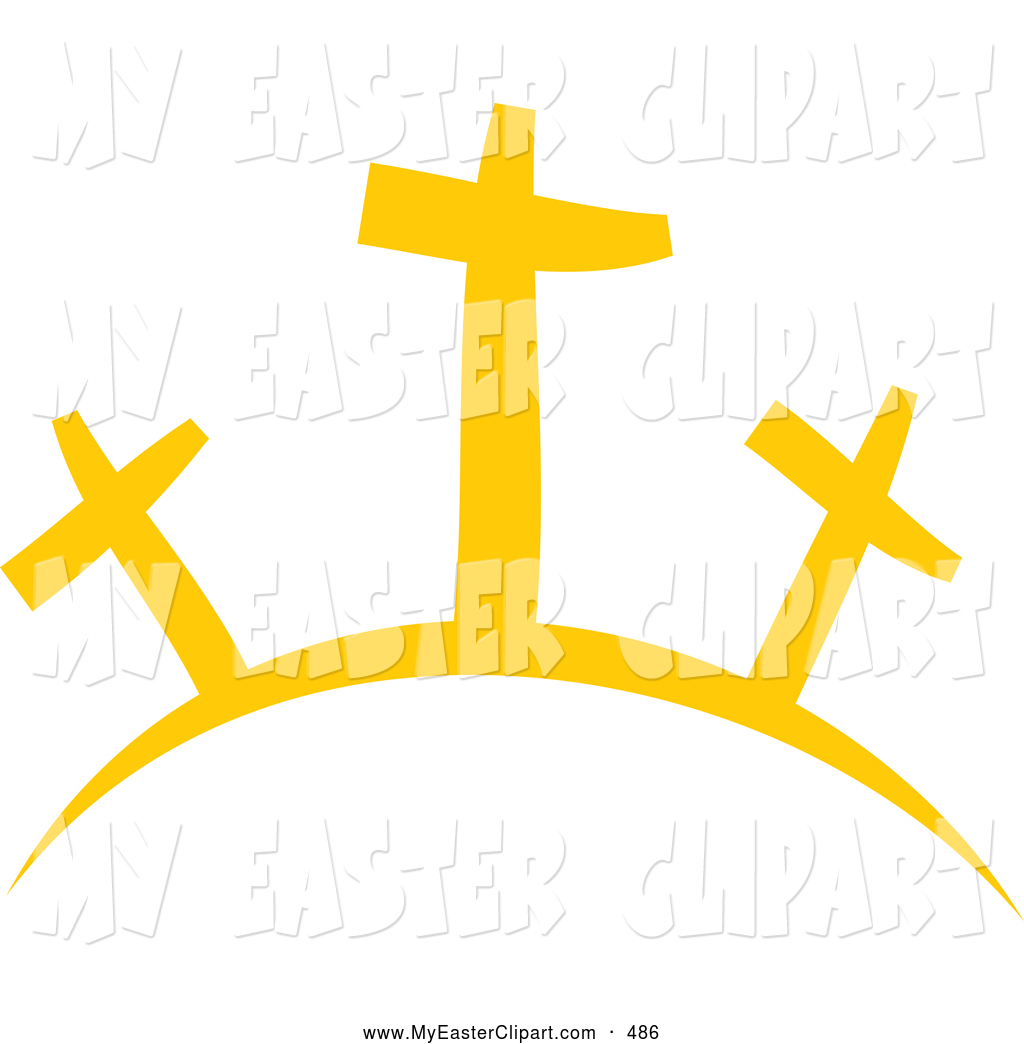Clip Art Of A Group Of Three Crosses On A Hill By Prawny    486