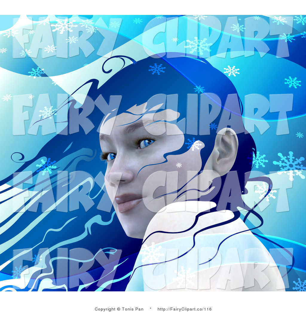       Clip Art Of A Winter Lady With Wind And Snowflakes By Tonis Pan