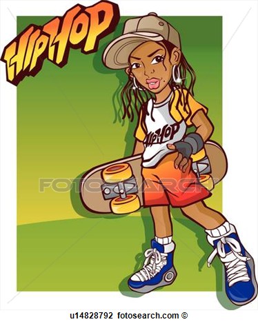 Clip Art Of Hip Hop Girl With A Skateboard  U14828792   Search Clipart