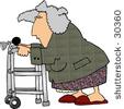 Clipart Illustration Of An Old Woman Using A Walker Clipart