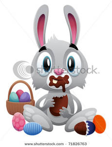 Clipart Image Of Greedy Easter Rabbit With A Messy Chocolate Face