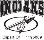 Clipart Of A Black And White Arrowhead With Feathers And Indians Team