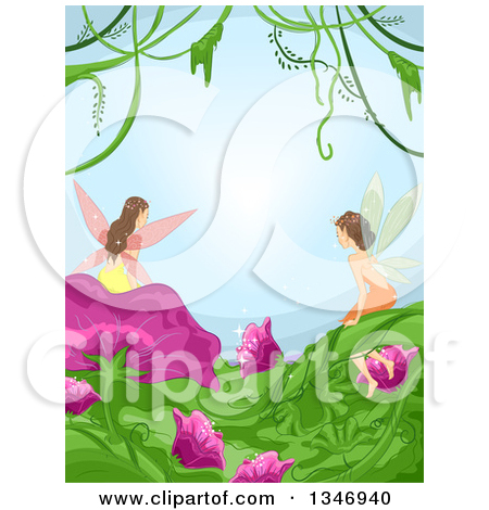 Clipart Of A Blond White Female Fairy Sitting On A Tree Branch And