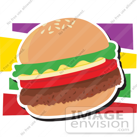 Clipart Of A Veggie Hamburger With A Thick Fake Beef Patty Tomatoes