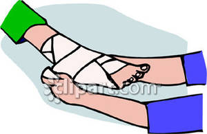 Compression Bandage Around A Foot   Royalty Free Clipart Picture