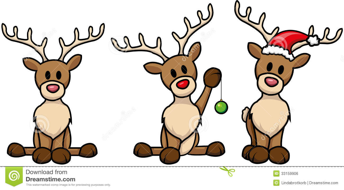 Cute Reindeer Clipart Set Of Cute Cartoon Reindeer