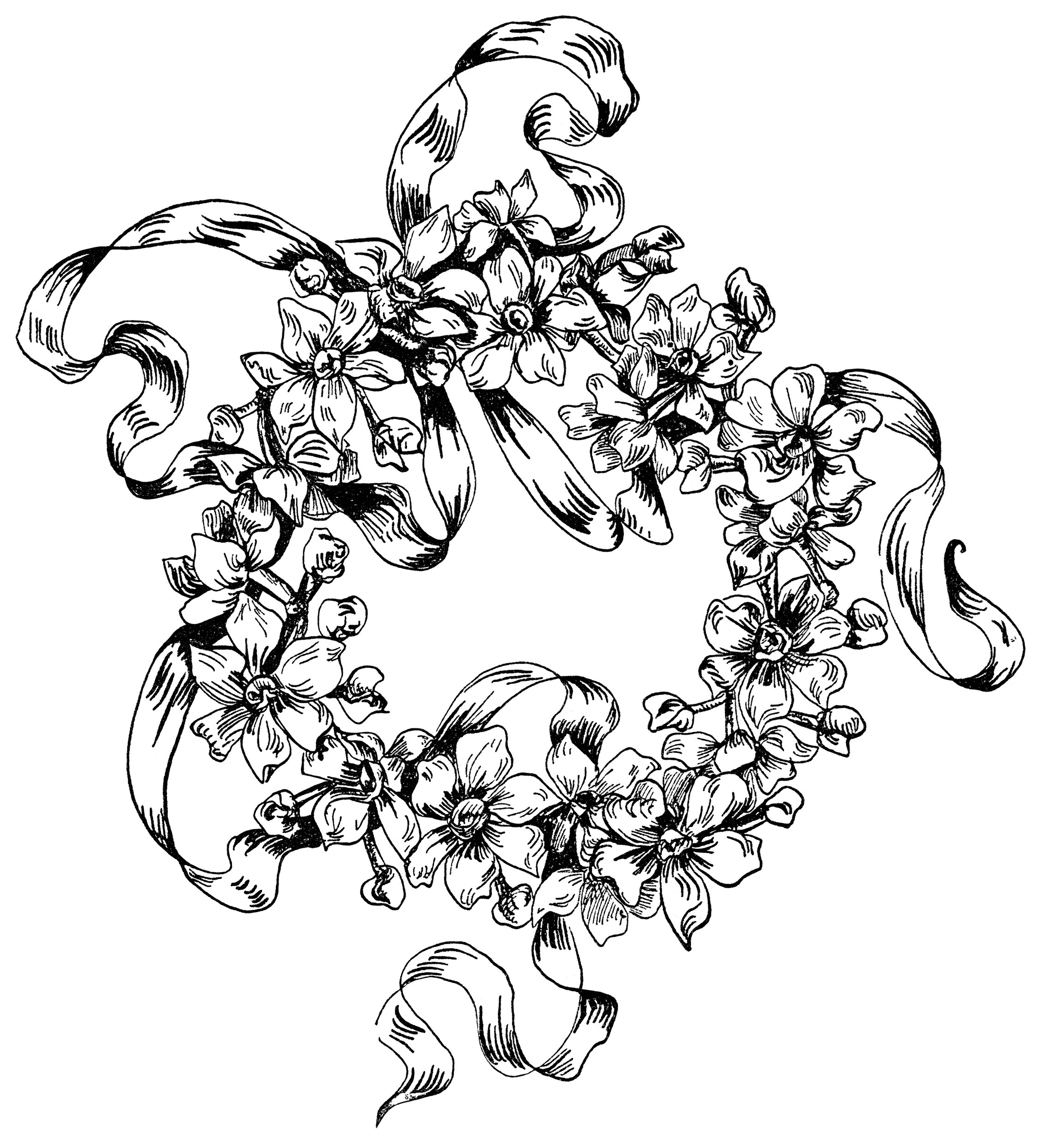 Flower Design Illustration Black And White Clipart Ornamental Clip