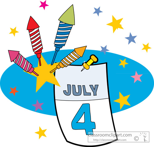 Fourth Of July   July 4th Calendar Fireworks   Classroom Clipart