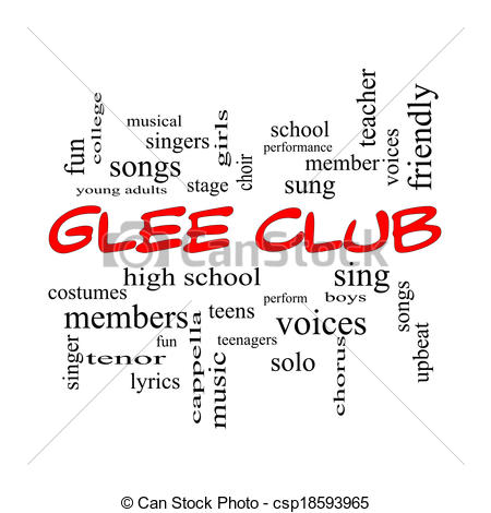 Glee Club Word Cloud Concept In Red Caps With Great Terms Such As    