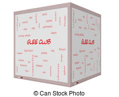 Glee Club Word Cloud Concept On A 3d Cube Whiteboard Stock    