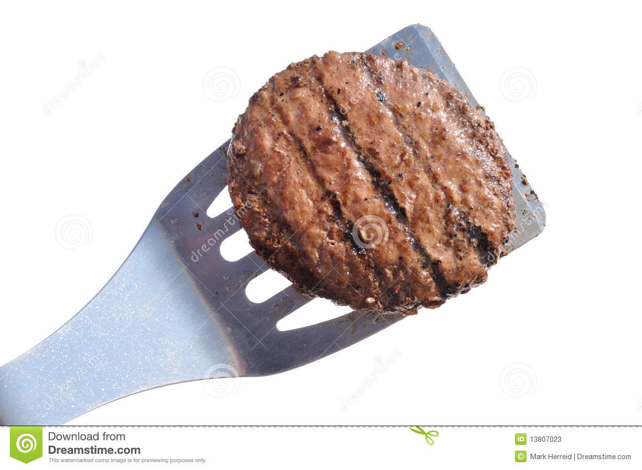 Grilled Hamburger Patty On A Spatula Stock Photos   Image  13807023