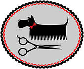 Grooming Scottish Terrier   Clipart Graphic