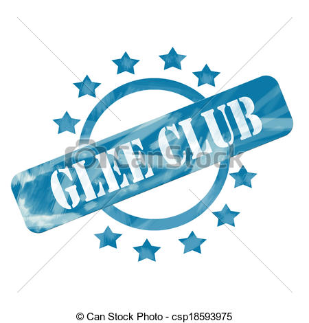 Illustration   Blue Weathered Glee Club Stamp Circle And Stars Design