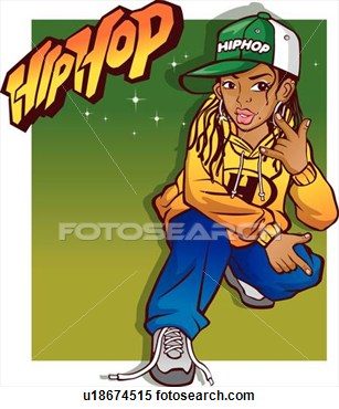 Illustration   Crouching Hip Hop Girl  Fotosearch   Search Clipart