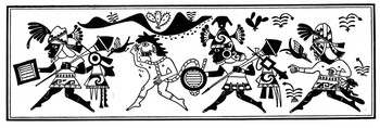 Inca Warriors Fighting 