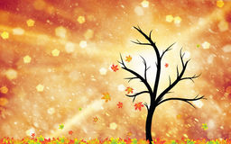 Magic Autumn Tree With Leaves In The Wind Illustration Royalty Free
