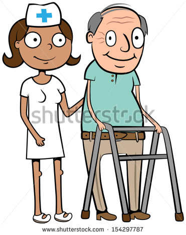 Old Man With Walker Clipart Helping Old Disabled Man
