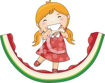     On A Watermelon Rind With A Messy Face   Royalty Free Clip Art Picture