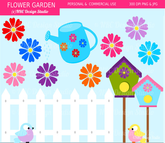 Spring Clip Art   Flower Garden Clip Art   Digital Garden Clipart